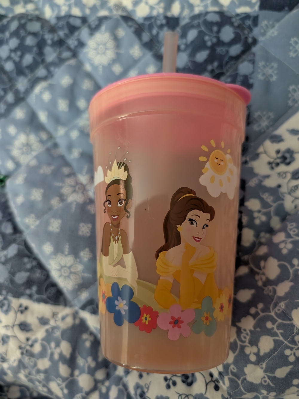Disney Princess Pink Tumbler Cup with Straw